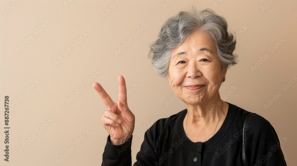 Elderly Asian woman showing a victory sign in casu 54 woman, senior, person, smile, old, smiling, face, people, hair, elderly, up, grandmother, hand, success, beauty, mature, business, finger, ok, hap Elderly Asian woman showing a victory sign in casu 54 woman, senior, person, smile, old, smiling, face, people, hair, elderly, up, grandmother, hand, success, beauty, mature, business, finger, ok, hap