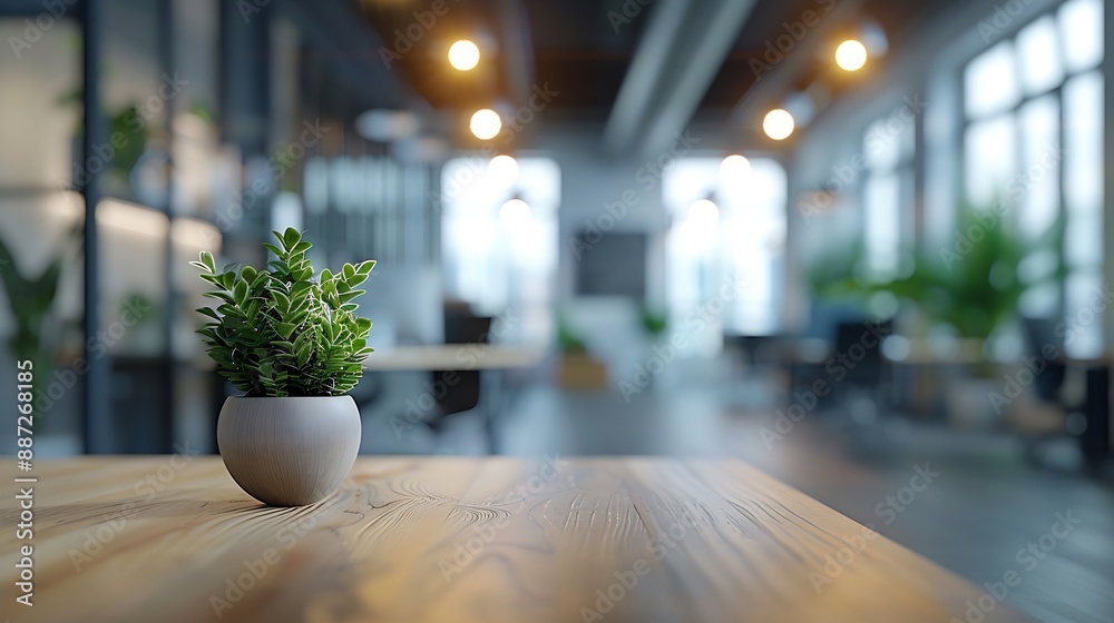 Fototapeta premium Blur background of empty modern office background in city center Workspace interior design Clean and bright office gallery background : Generative AI