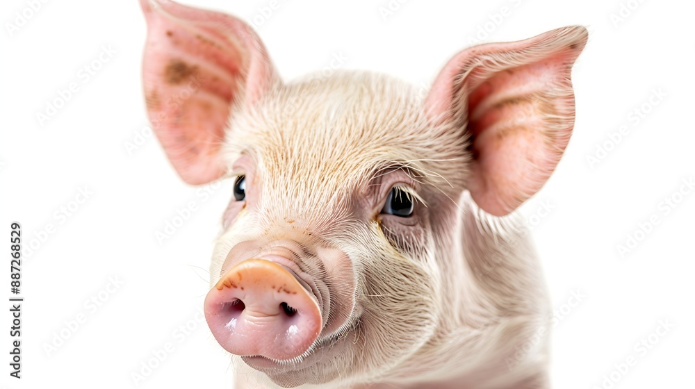 Fototapeta premium Little pink pig isolated on white background : Generative AI
