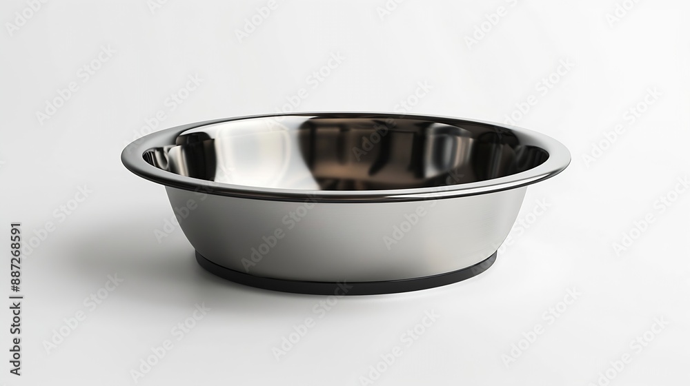 Stainless steel dog empty bowl isolated on white background : Generative AI