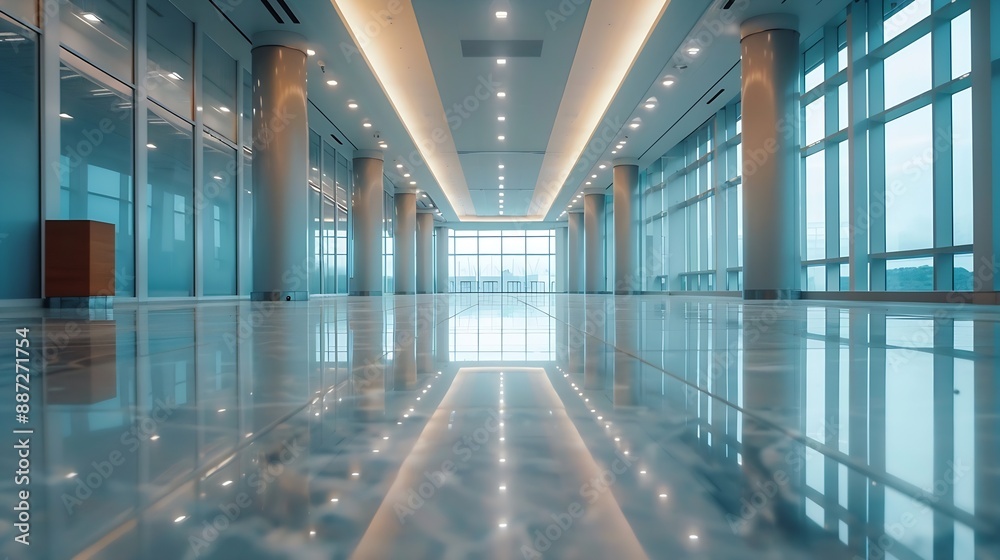 Empty hall in the modern office building : Generative AI Empty hall in the modern office building : Generative AI