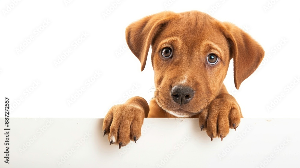 Affectionate puppy kiss on a blank canvas for text addition Affectionate puppy kiss on a blank canvas for text addition