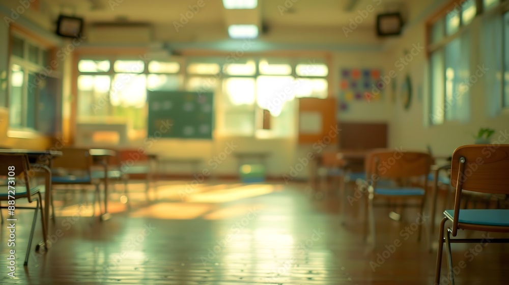 Blur image of empty classroom : Generative AI Blur image of empty classroom : Generative AI