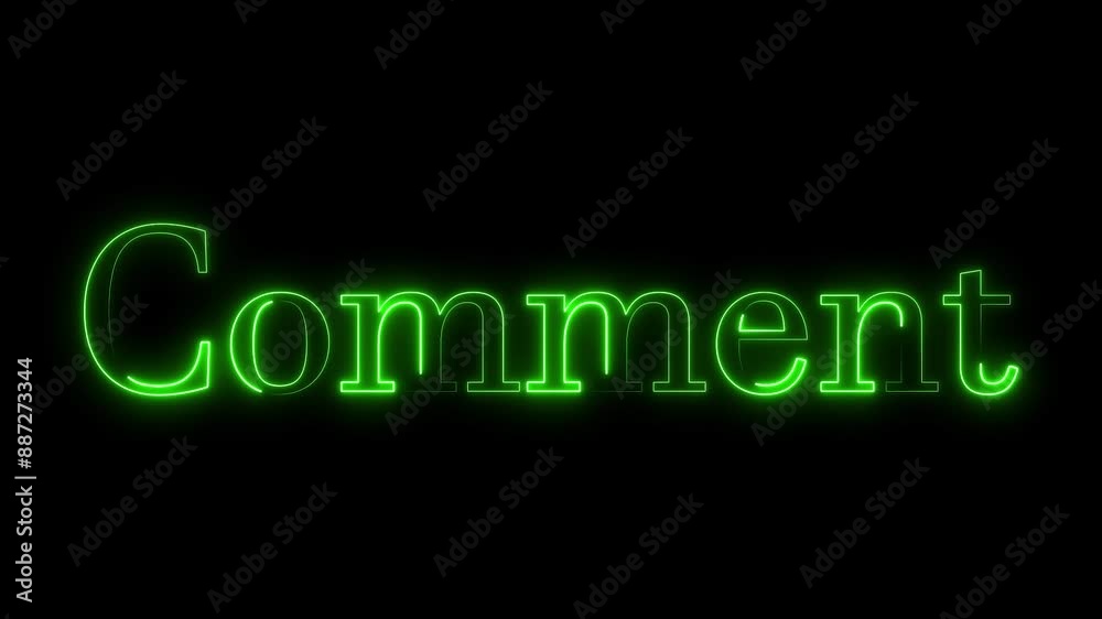 Comment text neon effect animated video for You Tube and social media platform, on black background. Comment text neon effect animated video for You Tube and social media platform, on black background.