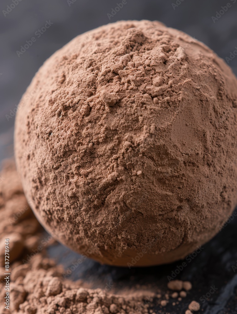 Closeup of a cocoa powder ball Closeup of a cocoa powder ball