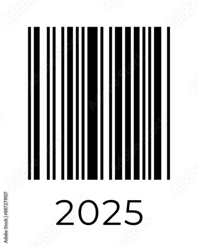 Real barcode 2025 number. New Year holiday QR code concept design template. Vector eps illustration for celebration banner, poster, greeting card, invitation