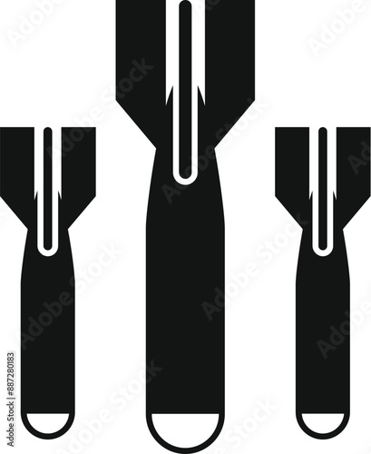 Set of three air bombs falling through the air