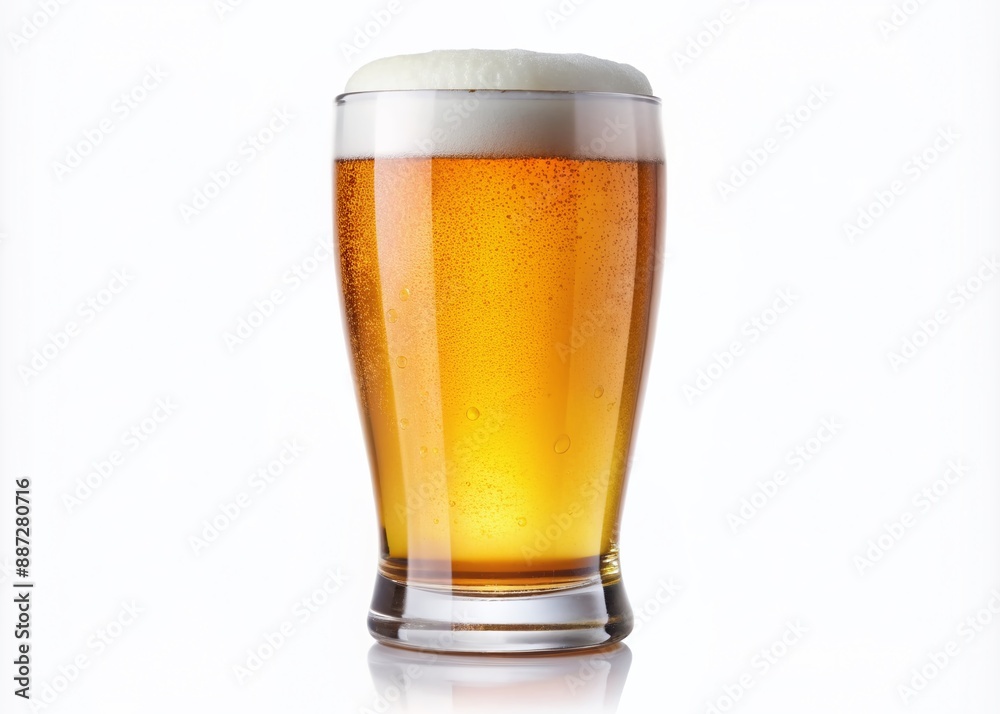 Freshly tapped beer in a glas. Isolated on white. Freshly tapped beer in a glas. Isolated on white.