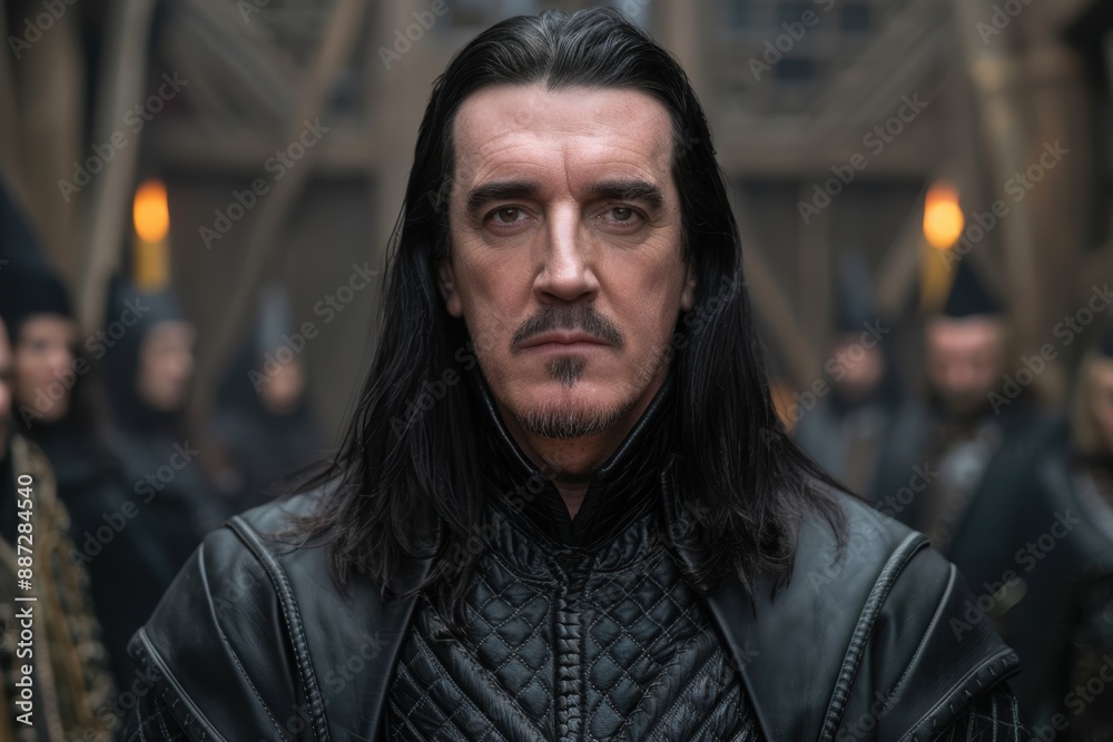 Dramatic portrait of a mysterious man with long dark hair Dramatic portrait of a mysterious man with long dark hair