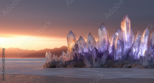 Fototapeta Naklejka Na Ścianę i Meble -  Magical crystal landscape at sunset