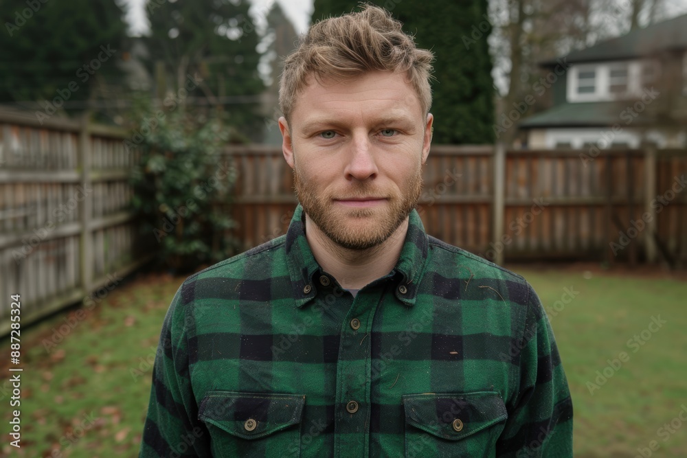 portrait of a bearded man in a plaid shirt portrait of a bearded man in a plaid shirt
