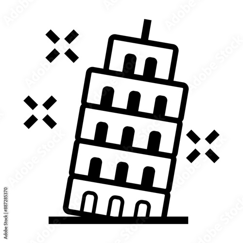 pisa tower Line Icon
