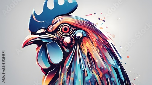 Wallpaper Mural the chicken head illustration has technological, modern, cyberpunk elements Torontodigital.ca