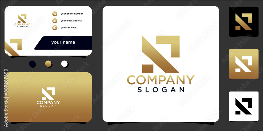 initial letter R abstract monogram with gold gradient color business card vector design logo initial letter R abstract monogram with gold gradient color business card vector design logo