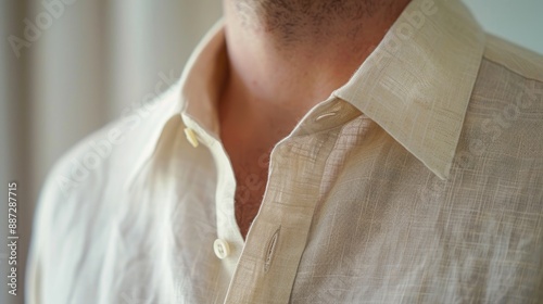 Men s linen shirt zoomed in photo