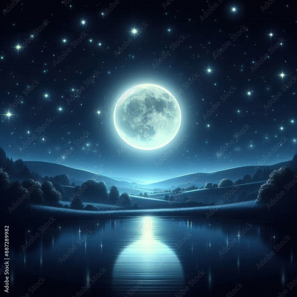 moon and stars attach on the sky moon and stars attach on the sky