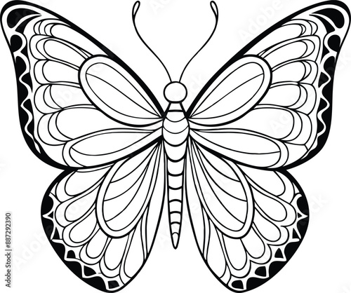 illustration of a butterfly created using a single continuous line, capturing its essence in a minimalistic and elegant manner. 