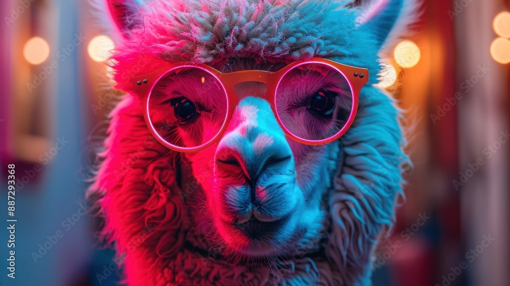 Neon-suited Alpaca: A Cool Business Animal Neon-suited Alpaca: A Cool Business Animal
