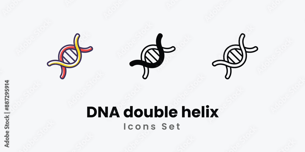 Obraz premium DNA double helix Icons thin line and glyph vector icon stock illustration