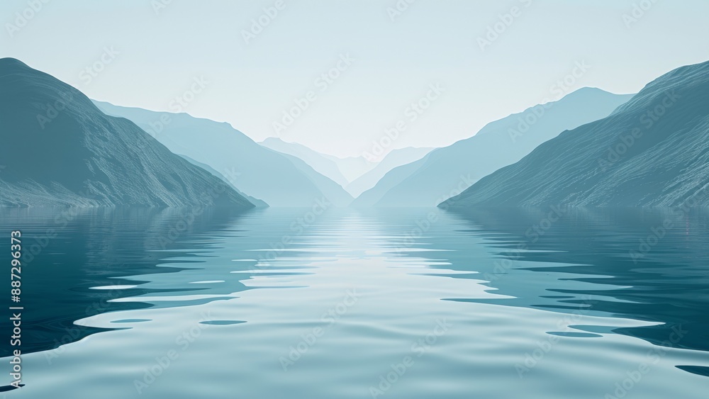 Beautiful seascape with mountains and water. 3d rendering Beautiful seascape with mountains and water. 3d rendering