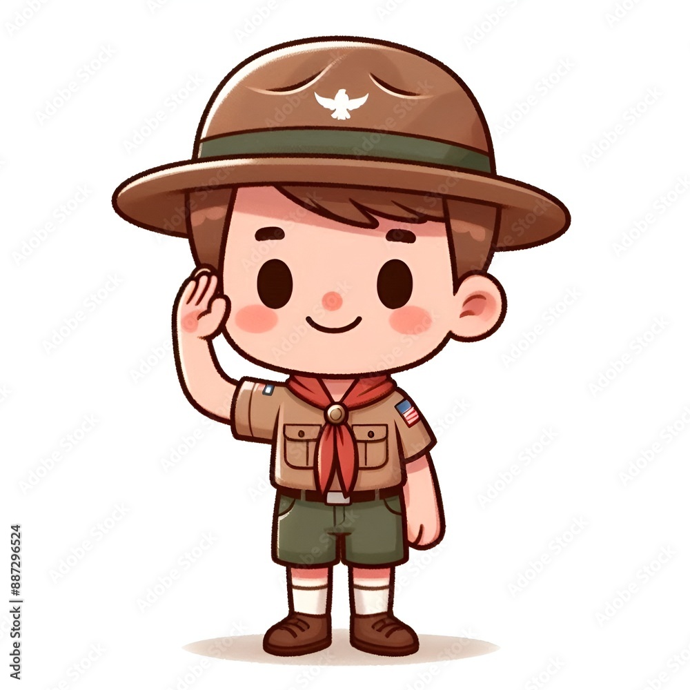a saluting child boy scout. Generative ai a saluting child boy scout. Generative ai