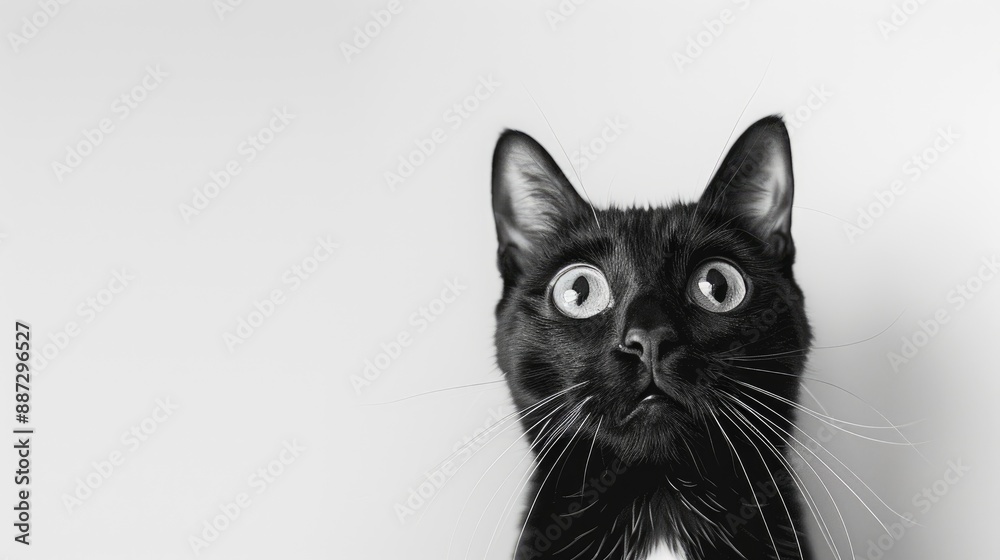 Curious black cat on white background Curious black cat on white background