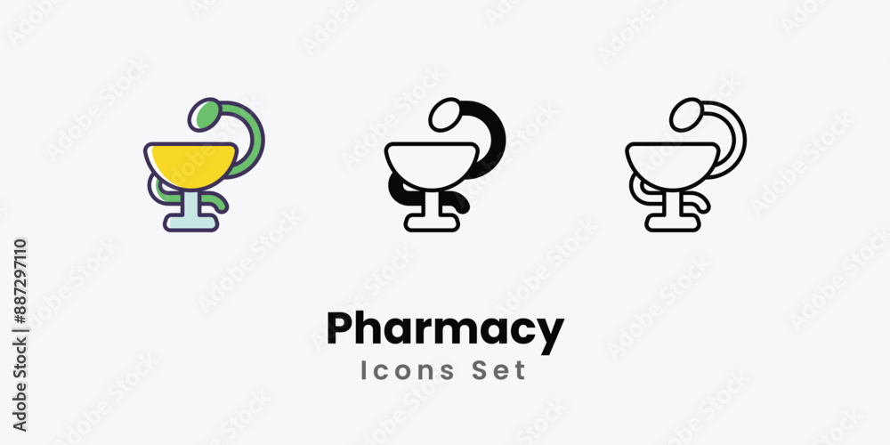 Pharmacy Icons thin line and glyph vector icon stock illustration Pharmacy Icons thin line and glyph vector icon stock illustration