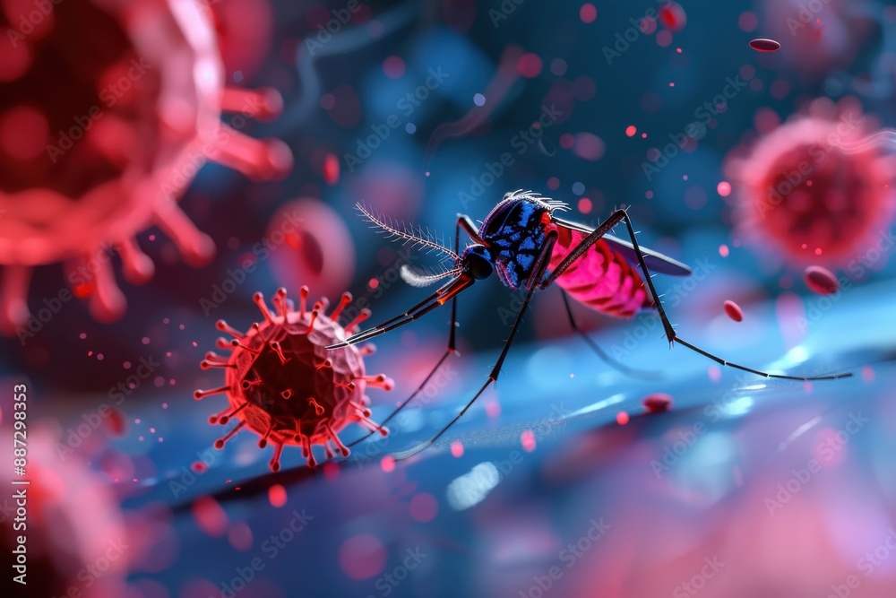 Mosquito Biting Virus Particle Close-Up Mosquito Biting Virus Particle Close-Up