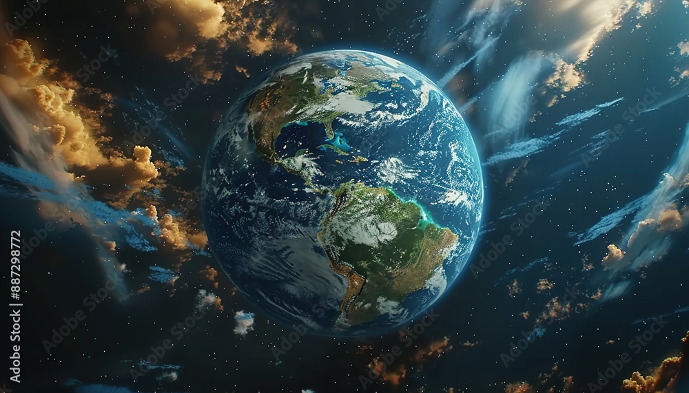 Cinematic shot of planet earth globe clouds Cinematic shot of planet earth globe clouds