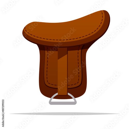 Cartoon saddle vector isolated illustration