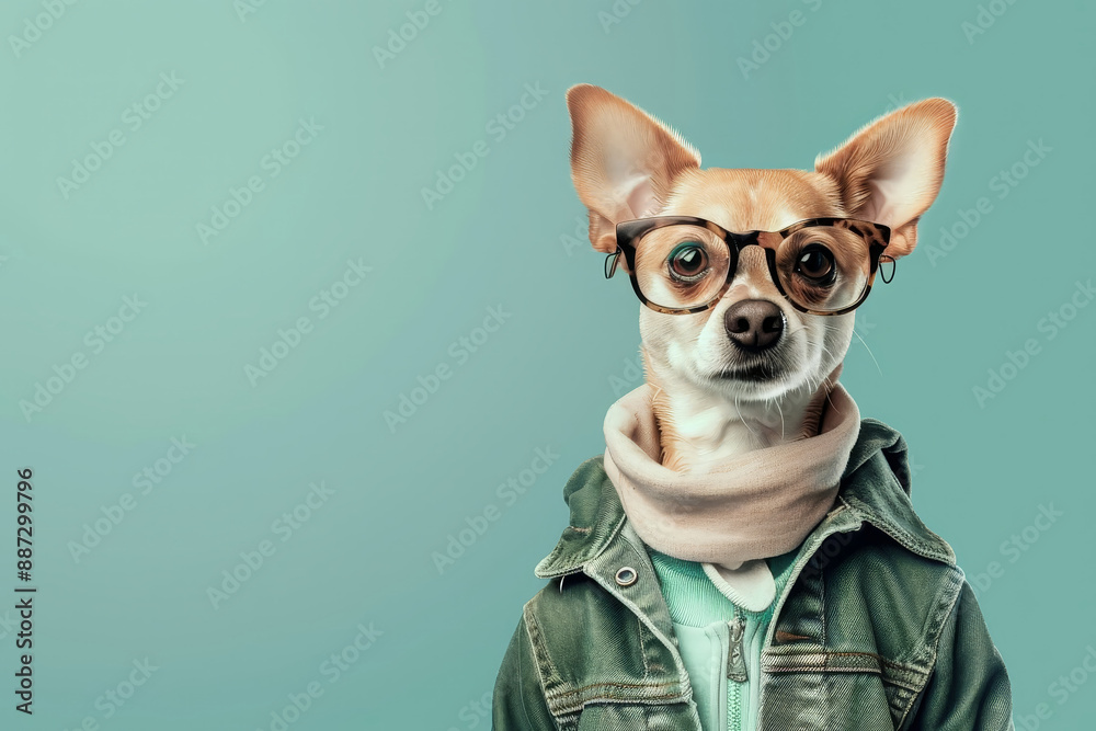 Cartoon dog in a stylish jacket and glasses standi 1 1 dog, chihuahua, animal, pet, puppy, cute, white, canine, isolated, small, breed, purebred, adorable, mammal, funny, pets, sitting, portrait, brow Cartoon dog in a stylish jacket and glasses standi 1 1 dog, chihuahua, animal, pet, puppy, cute, white, canine, isolated, small, breed, purebred, adorable, mammal, funny, pets, sitting, portrait, brow