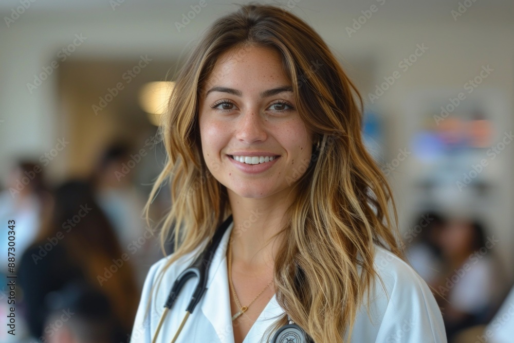 Fototapeta premium Portraits of Young Female Nurses in Various Medical Uniforms, Smiling and Confident in Healthcare Settings