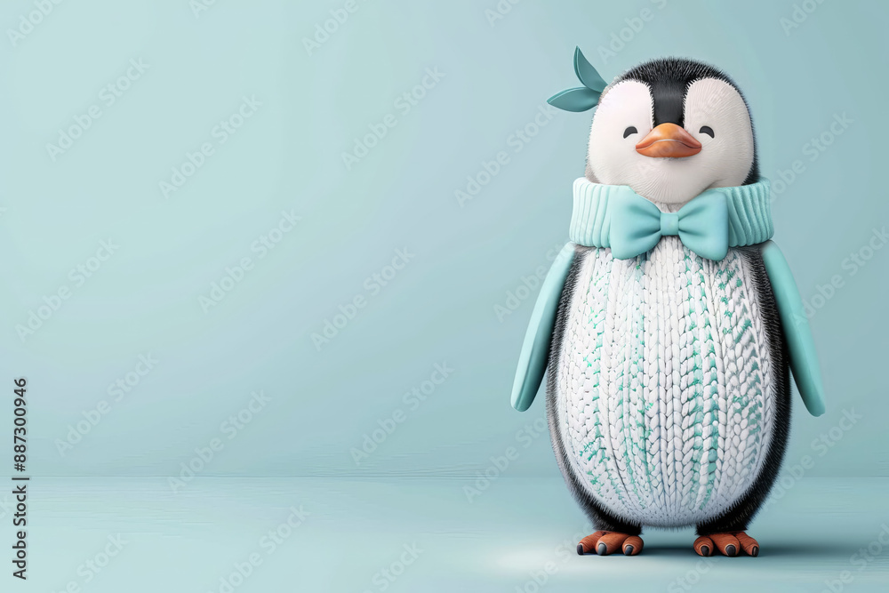 Obraz premium Cartoon penguin in a smart sweater and bowtie posi 38 1 christmas, snowman, winter, snow, holiday, cartoon, penguin, hat, illustration, xmas, santa, vector, fun, cold, animal, celebration, 3d, happy, 