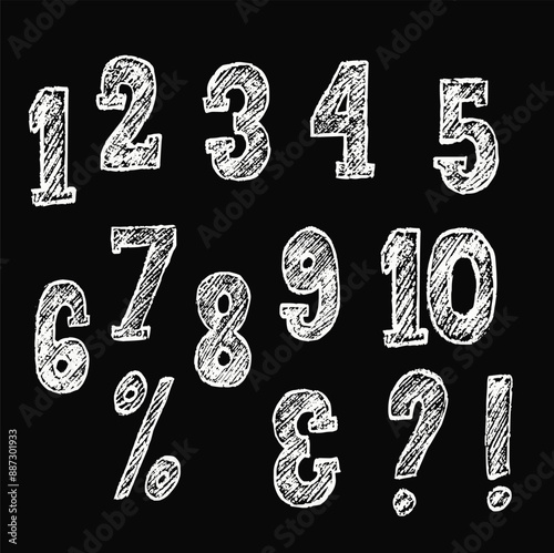 Vector hand drawn number collection, Hand written calligraphy alphabet black ink brush lettering, Vector hand drawn number collection, grunge font style with ink splashes. Vector,g.eps