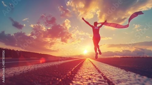 Silhouette of a Runner at Sunset