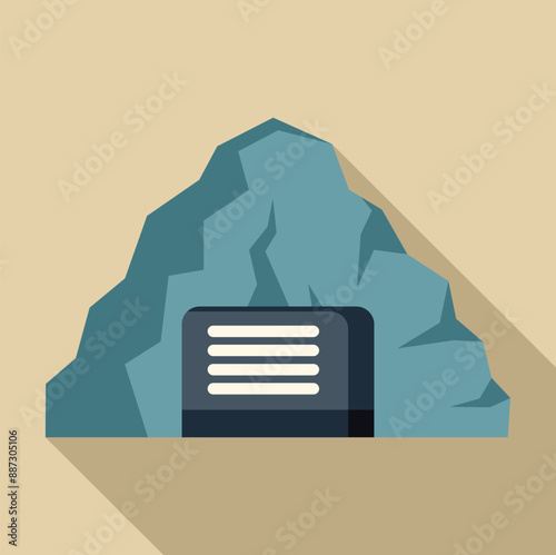Illustration of a modern bunker entrance built under mountain rocks, providing safety and protection