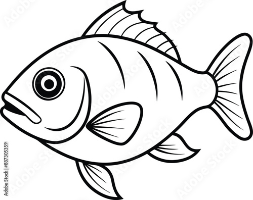 outline fish, sea, animal
