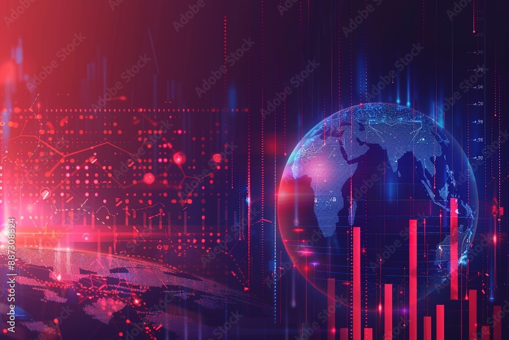 A colorful, abstract background with a globe in the center A colorful, abstract background with a globe in the center