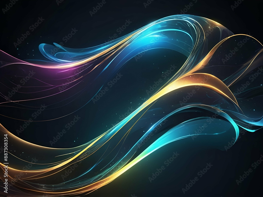 Fototapeta premium abstract glowing Shiny wave, glass futuristic hi tech design background