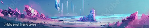 Abstract Fantasy Adventure in a Game World: Exploring the Crystal Ruins of Time. AI-Generated 4K Wallpaper Featuring an Enchanting and Mysterious Scene.