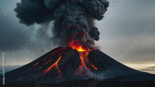 Obraz na płótnie volcano eruption with smoke