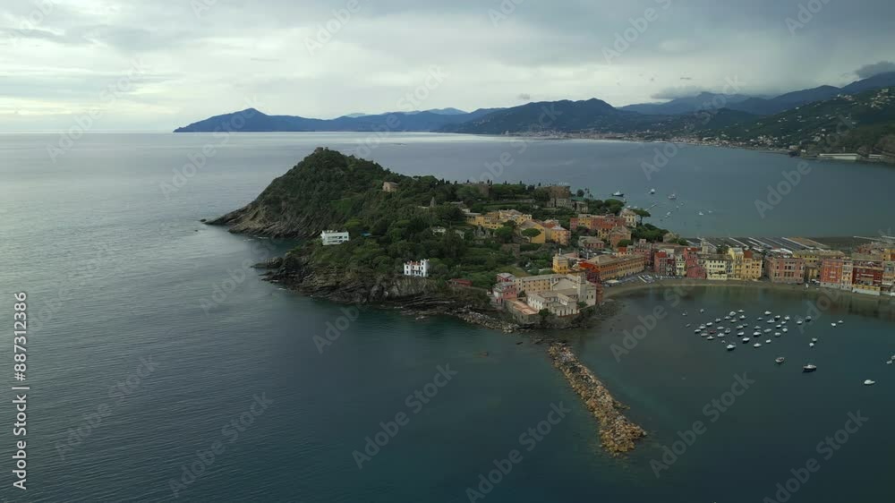 Sestri Levante, baja del silencio Drone shot Sestri Levante, baja del silencio Drone shot