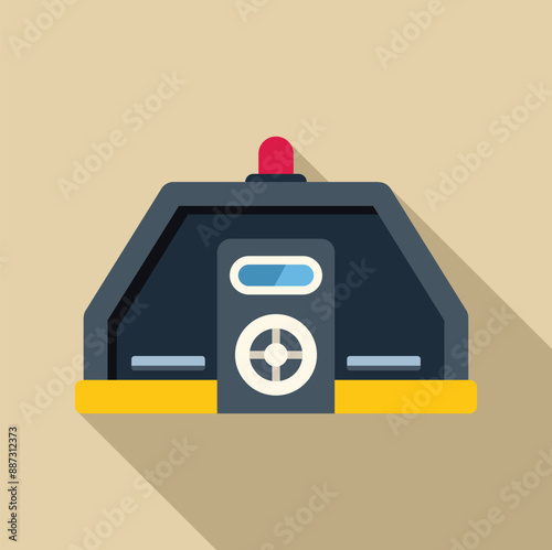 Military bunker protecting from attack with closed door flat icon illustration