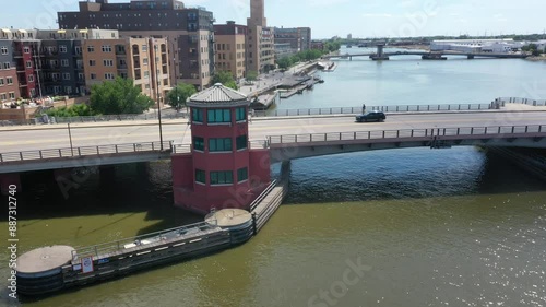 Green Bay Wisconsin Aerial Flyover View photo