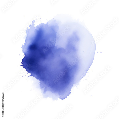 Indigo watercolor splash on transparent background