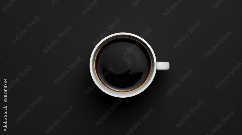 Dark, minimalist scene of a cup of black coffee viewed from above, with a subtle swirl in the liquid providing a touch of contrast Dark, minimalist scene of a cup of black coffee viewed from above, with a subtle swirl in the liquid providing a touch of contrast