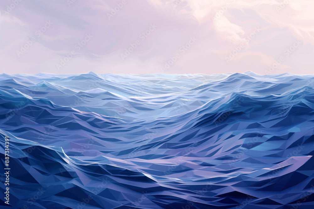 Fototapeta premium View of blue sea with sunset sky