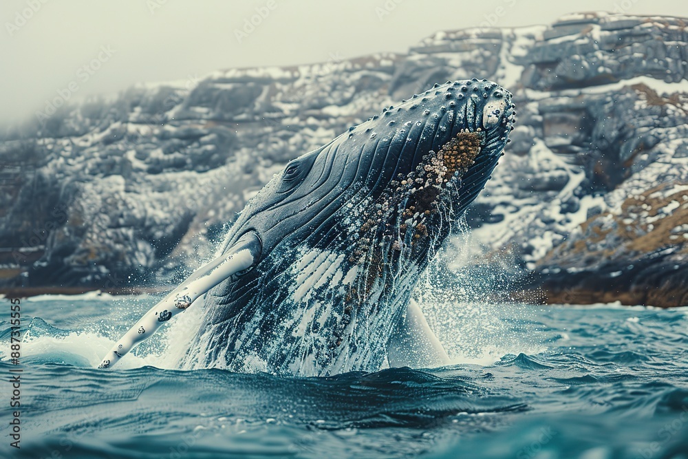 Obraz premium A whale is jumping out of the water