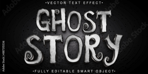 Horror Dark Silver Ghost Vector Fully Editable Smart Object Text Effect