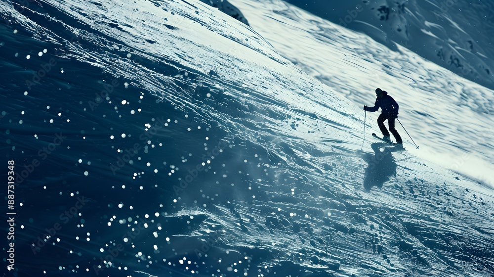 People enjoying skiing and snowboarding in mountain ski resort with beautiful winter landscape in the background People enjoying skiing and snowboarding in mountain ski resort with beautiful winter landscape in the background